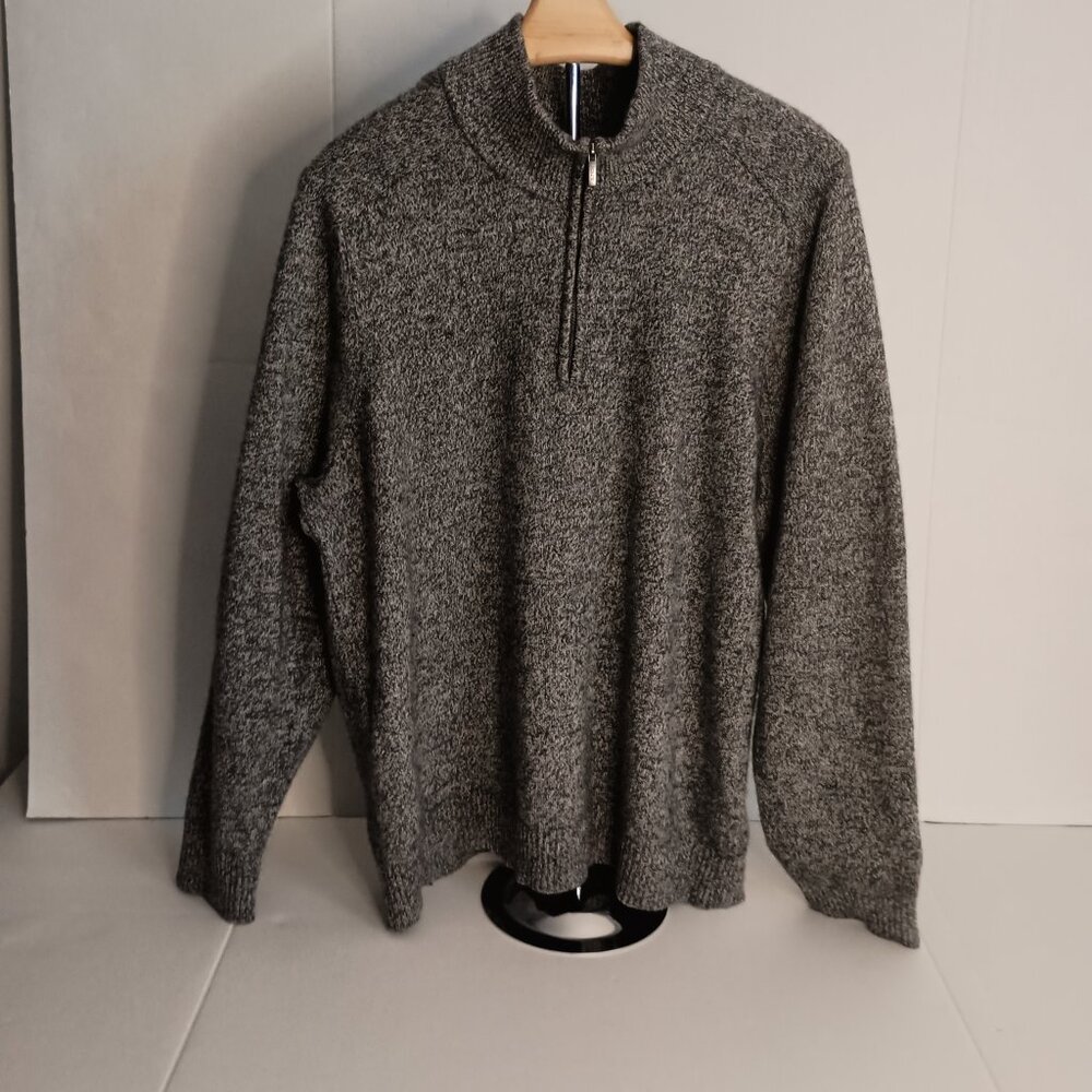 J Crew Sweater 1/4 Zip Warm Classic Gray/Black/White Men’s Size XL VGUC - Picture 2 of 13